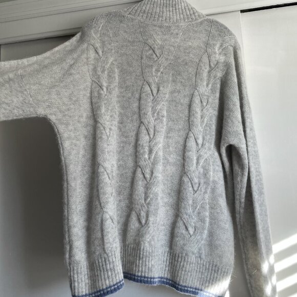 Vineyard Vines Lofty Fisherman Mock Neck Cableknit Sweater XL Gray Alpaca Wool - Picture 11 of 13